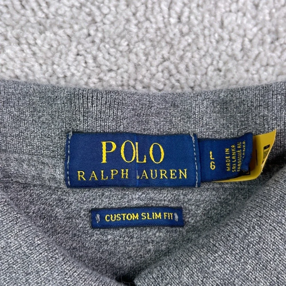 Polo Ralph Lauren Polo Shirt Mens Large Gray Custom Slim Fit Short Sleeve Pony
